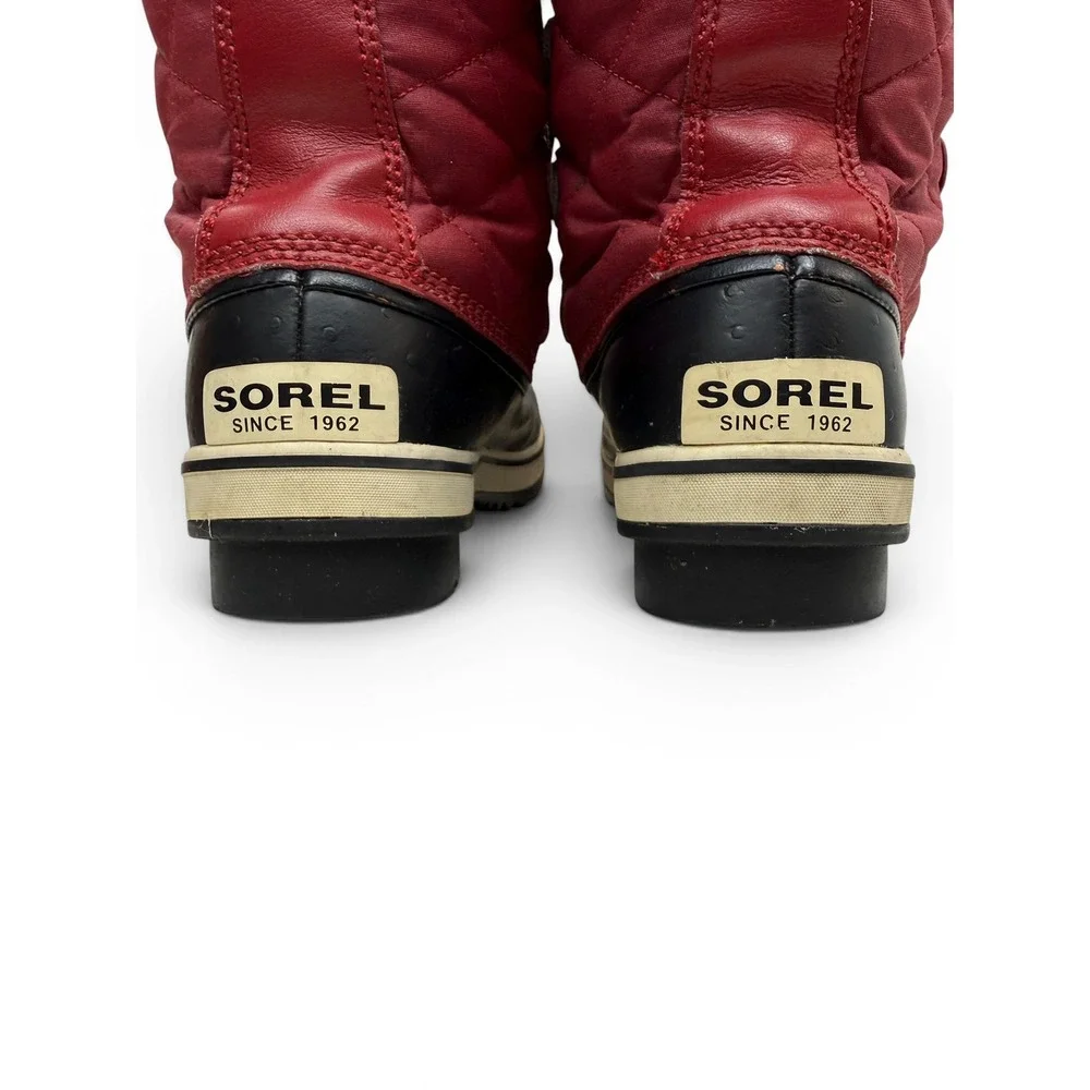 Sorel Tofino Red‎ Quilted Waterproof Winter Boots Mens 10.5 Tall Faux Fur Trim